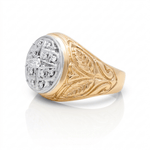 10K Two Tone White/Yellow Geometric Diamond Men's Ring with 0.35Tw Round Diamonds - Miral Jewelry