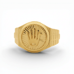 10k Two Tone White/Yellow Gold Crown Fashion Men's Ring - Miral Jewelry