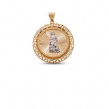 10K Two Tone White/Yellow Gold Diamond Cut San Lazaro Medal Pendant - Miral Jewelry