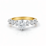 10K Two Tone White/Yellow Gold Engagement with CZ Fashion Women's Ring - Miral Jewelry