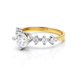 10K Two Tone White/Yellow Gold Engagement with CZ Fashion Women's Ring - Miral Jewelry
