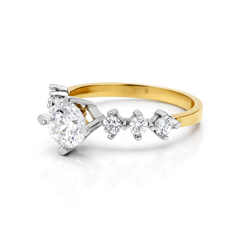 10K Two Tone White/Yellow Gold Engagement with CZ Fashion Women's Ring - Miral Jewelry