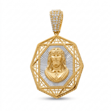 10K Two Tone White/Yellow Gold Jesus Medal Pendant - Miral Jewelry
