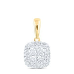 10k Two Tone White/Yellow Gold Square Women's Pendant with 0.37Tw Round Diamond - Miral Jewelry
