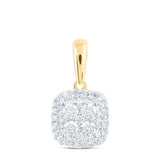 10k Two Tone White/Yellow Gold Square Women's Pendant with 0.37Tw Round Diamond - Miral Jewelry