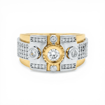 10k Two Tone White/Yellow Gold with Cz Fashion Men's Ring - Miral Jewelry