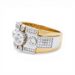 10k Two Tone White/Yellow Gold with Cz Fashion Men's Ring - Miral Jewelry