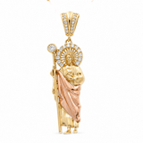 10K Two Tone Yellow/Rose Gold San Judas Pendant - Miral Jewelry
