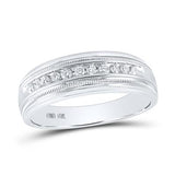 10K White Gold Band Diamond Wedding Band with 0.25Tw Rounds Diamonds - Miral Jewelry