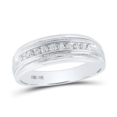 10K White Gold Band Diamond Wedding Band with 0.25Tw Rounds Diamonds - Miral Jewelry