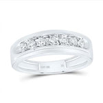 10K White Gold Band Diamond Wedding Band with 0.50Tw Rounds Diamonds - Miral Jewelry
