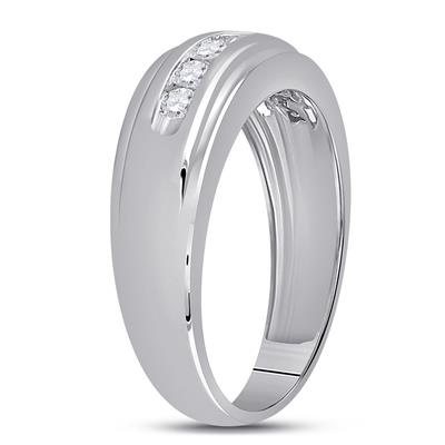 10K White Gold Band Diamond Wedding Band with 0.50Tw Rounds Diamonds - Miral Jewelry