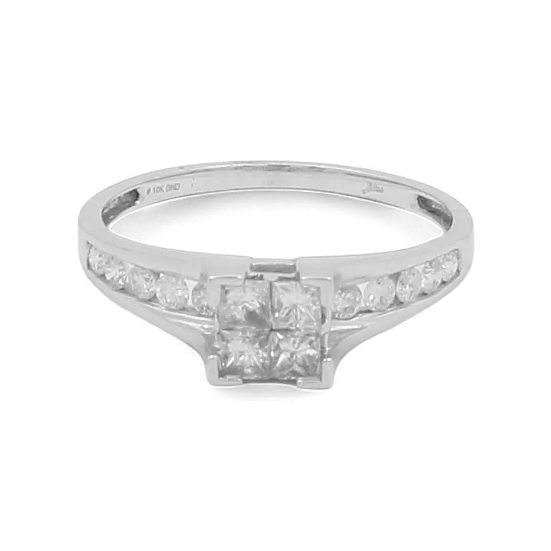 10K White Gold Bridal Woman Ring with Diamonds - Miral Jewelry