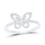 10K White Gold Butterfly Diamond Fashion Ring with 0.20Tw Round Diamonds - Miral Jewelry