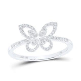10K White Gold Butterfly Diamond Fashion Ring with 0.20Tw Round Diamonds - Miral Jewelry