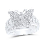 10K White Gold Butterfly Diamond Fashion Ring with 1.00Tw Round Diamonds - Miral Jewelry