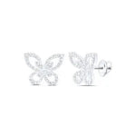 10K White Gold Butterfly Earrings with 0.33Tw Round Diamonds - Miral Jewelry