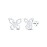 10K White Gold Butterfly Earrings with 0.33Tw Round Diamonds - Miral Jewelry