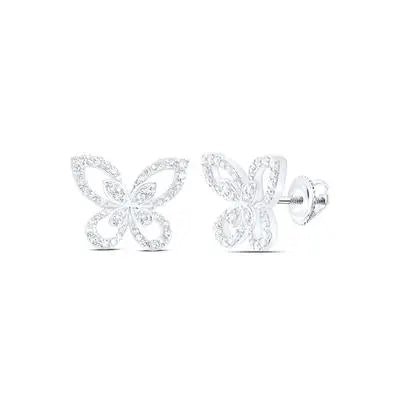 10K White Gold Butterfly Earrings with 0.33Tw Round Diamonds - Miral Jewelry