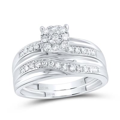 10k White Gold Classic 3 Pieces Set with 0.33Tw Round Diamonds - Miral Jewelry