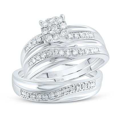 10k White Gold Classic 3 Pieces Set with 0.33Tw Round Diamonds - Miral Jewelry