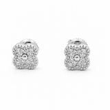 10K White Gold Clover Diamond Earrings with 0.16Tw Round Diamonds - Miral Jewelry