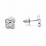 10K White Gold Clover Diamond Earrings with 0.16Tw Round Diamonds - Miral Jewelry