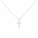 10k White Gold Cross Diamond Necklace 18" with 0.25Tw Round Diamonds - Miral Jewelry