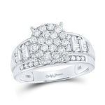 10K White Gold Diamond Fashion Ring with 1.00Tw Baguette and Round Diamonds - Miral Jewelry