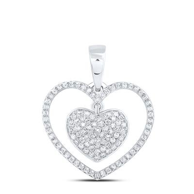 10K White Gold Heart in Heart Diamond Pendant 0.33 ct tw