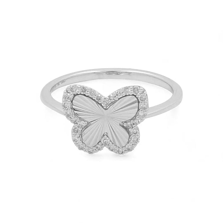 10K White Gold Fashion Butterfly Diamond Women's Ring - Miral Jewelry
