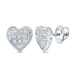 10K White Gold Heart Diamond Earrings with 0.05Tw Round Diamonds - Miral Jewelry