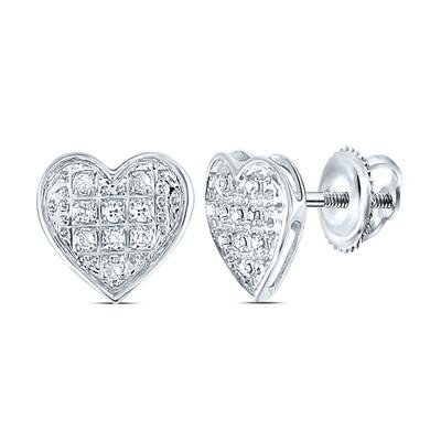 10K White Gold Heart Diamond Earrings with 0.05Tw Round Diamonds - Miral Jewelry