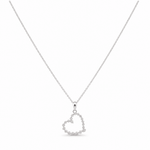 10k White Gold Heart Diamond Necklace 18" with 0.25Tw Round Diamonds - Miral Jewelry
