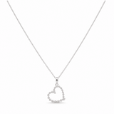 10k White Gold Heart Diamond Necklace 18" with 0.25Tw Round Diamonds - Miral Jewelry