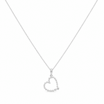 10k White Gold Heart Diamond Necklace 18" with 0.25Tw Round Diamonds - Miral Jewelry