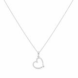 10k White Gold Heart Diamond Necklace 18" with 0.25Tw Round Diamonds - Miral Jewelry
