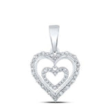 10k White Gold Heart Diamond Women's Pendant with 0.25Tw Round Diamond - Miral Jewelry