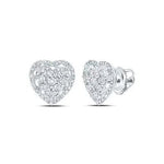 10K White Gold Heart Earrings with 0.25Tw Round Diamonds - Miral Jewelry