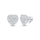 10K White Gold Heart Earrings with 0.25Tw Round Diamonds - Miral Jewelry