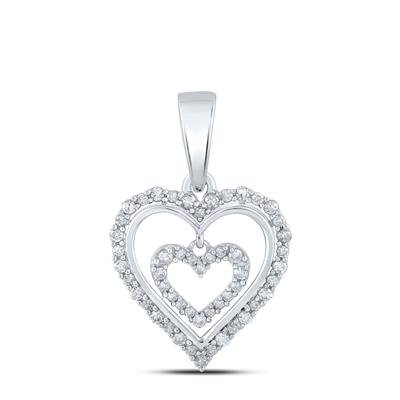 10k White Gold Heart Women's Pendant with 0.33Tw Round Diamond - Miral Jewelry