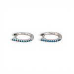10K White Gold Huggie Earrings with 0.05Tw Round Sapphires - Miral Jewelry
