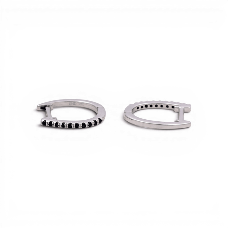 10K White Gold Huggie Earrings with 0.05Tw Round Sapphires - Miral Jewelry