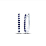 10K White Gold Huggie Earrings with 0.05Tw Round Sapphires - Miral Jewelry