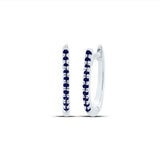 10K White Gold Huggie Earrings with 0.05Tw Round Sapphires - Miral Jewelry