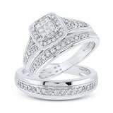 10k White Gold Modern 3 Pieces Set with 0.75Tw Round Diamonds - Miral Jewelry