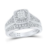 10k White Gold Modern 3 Pieces Set with 0.75Tw Round Diamonds - Miral Jewelry