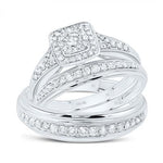10k White Gold Modern 3 Pieces Set with 0.87tw Round Diamonds - Miral Jewelry