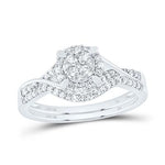 10K White Gold Modern Diamond Bridal Set Ring with 0.38Tw Round Diamonds - Miral Jewelry