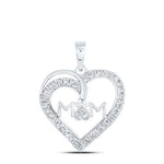 10k White Gold Mom Heart Women's Pendant with 0.16Tw Round Diamonds - Miral Jewelry